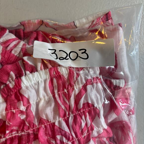 H&M Women's Size Medium Pink Floral Summer Tropical Off Shoulder Tube Blouse Top - Picture 10 of 10